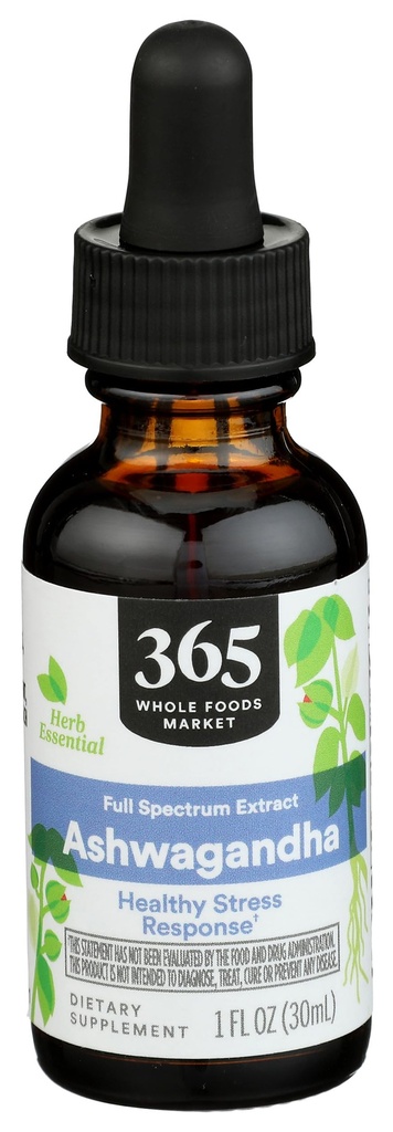 365 by Whole Foods Market, Ashwagandha Full Spectrum Extract, Sağlıklı Stres Cevap, 1 Fl Oz