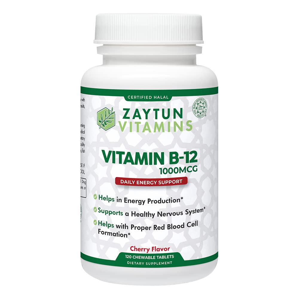 Zaytun Halal Vitamin B12 1000mcg, Enerji Üretimi, Metabolism ve Sağlıklı Nervous Sistemi - Vejetaryenler ve Vegans Formula - Süt-Free - 4 Ay Supply - ABD'de Yap