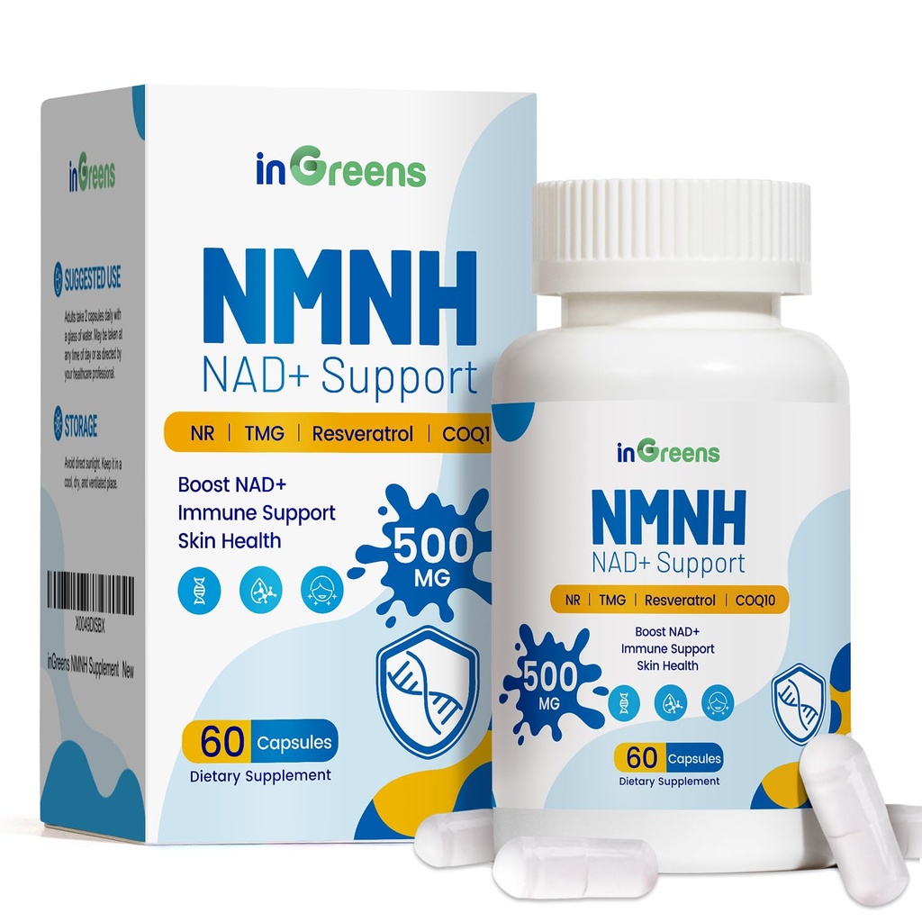 500 mg NMNH, NMN Supplement Alternatif NR, TMG, Resveratrol, COQ10, NAD Supplement, Anti Aging, Energy, Boost NAD++ Seviyeler, 60 Capsules
