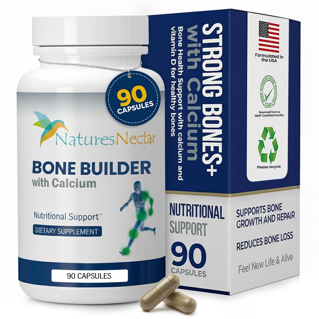 Nature's Nectar Bone & Joint Supplements for Men & Women - Supports Bone Health, Strength & growth withuba, Vitamin D, Magnezyum & Strontium - Bone Builder Formula maksimum Abpsiyon için -90 Caps