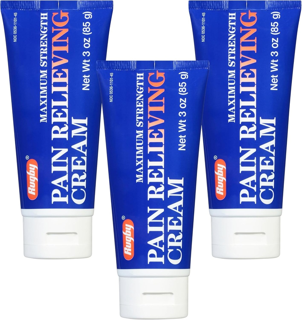 Rugby Maksimum Güçlü Ağrı Relieving Cream - Menthol ve Metil Salicyla Yap - Geçici Ortak ve Kas Soreness Relief - 3 Oz. (3 Pack)