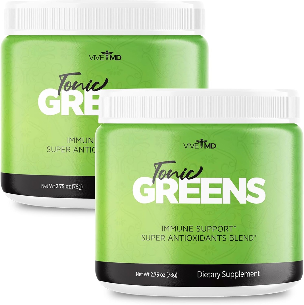 Tonic Greens Toz Vitamini Tamam Resmi Formula - Doğal Yeşil Plastik Plastik Ekstra Güç - BCAA L-Glutamine Vitamin B6, Devrimci Enerji Fix Çözüm Yorumları (2 Paket)