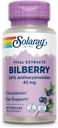 SOLARAY Bilberry Berry 42 mg, Eye Health & Circulation Support, % 36 Anthocyanosides, Vegan, 60 VegCaps