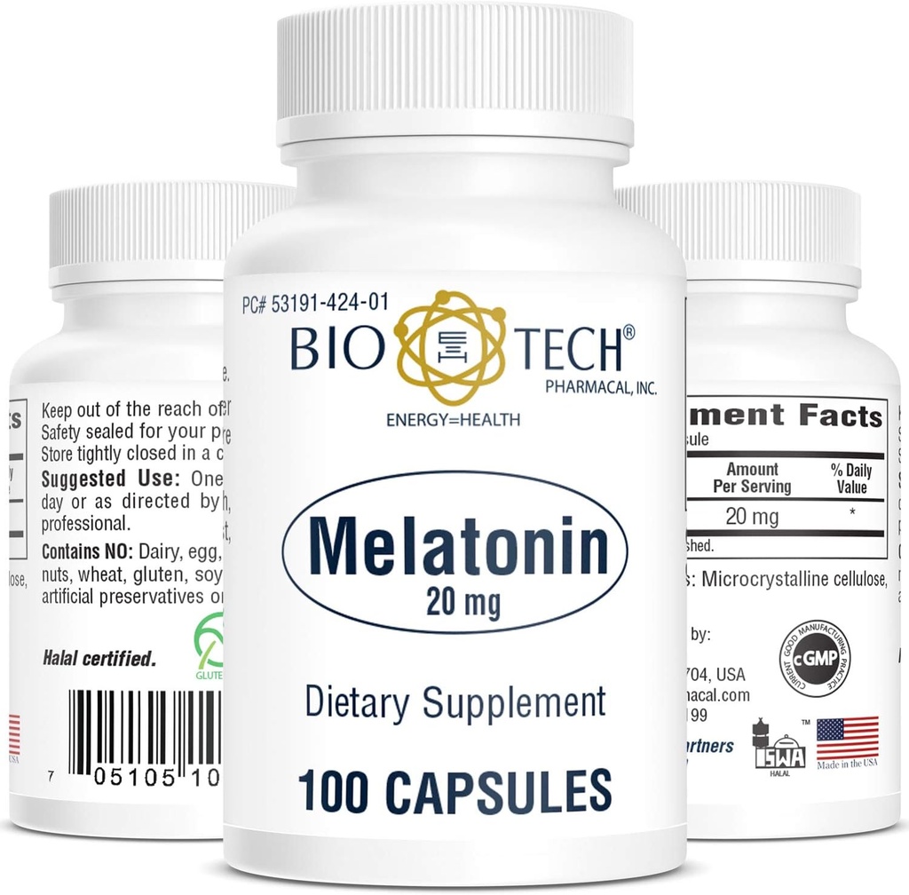 Bio-Tech Pharmacal Melatonin (20 mg, 100 Capsules)