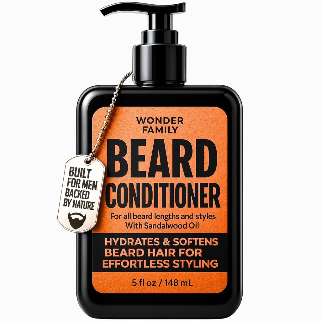 Beard Conditioner για τους άνδρες – Leave In Conditioner & Αποσκληρυντής με Biotin Aloe Vera & Collagen – Ενυδατική Κρέμα για τα Ξηρά Μαλλιά – Beard and Skin Conditioner – Sandalwood Scent Care for Black Men