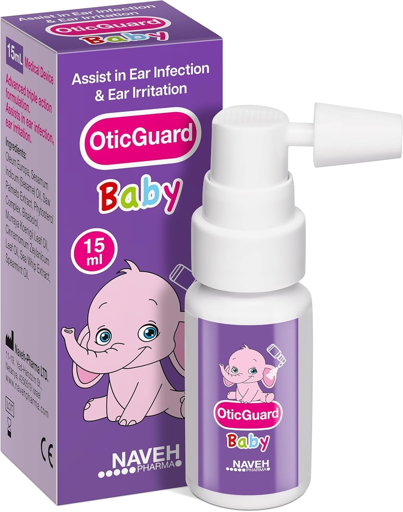 NAVEH PHARMA Otic Guard Baby Ear Drops - Ear Shield & Enfeksiyon Yardımı için Doğal Kulak Yağı - Bebekler, Toddler & Çocuklar - Soothes Itchy Ears & Mayomer's Ears