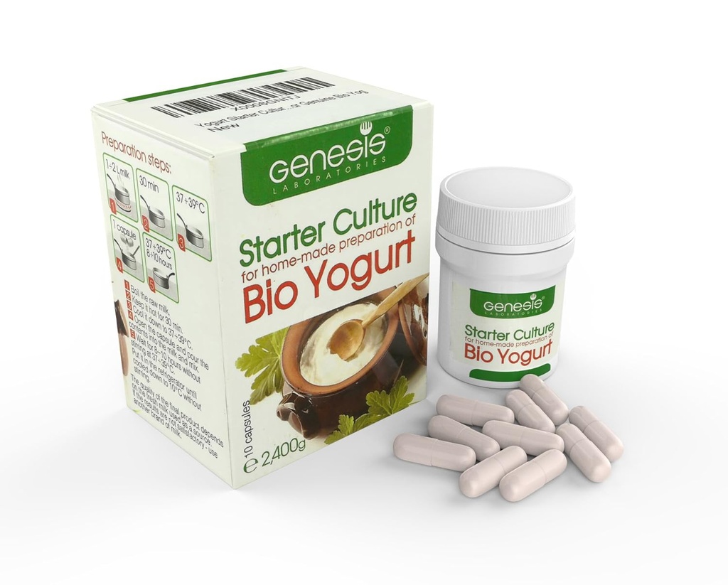 Bulgar Bio Yogurt Start Culture - organik, ev yaptı - 20 litre için 10 kapsül