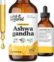 Wild & Organic Ashwagandha Drops - Mood Support Supplement w/Ashwagandha Root Extract - Calm Mind için sıvı damlalar - Şeker & Alkol Özgür - 4 fl ozz