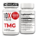 10X Health TMG Supplements - Liver Support, Heart Wellness, Energy, Homocysteine Levels - TMG Capsules with Betaine Anhidrus - Non-GMO & Gluten-Free - 60 Capsules