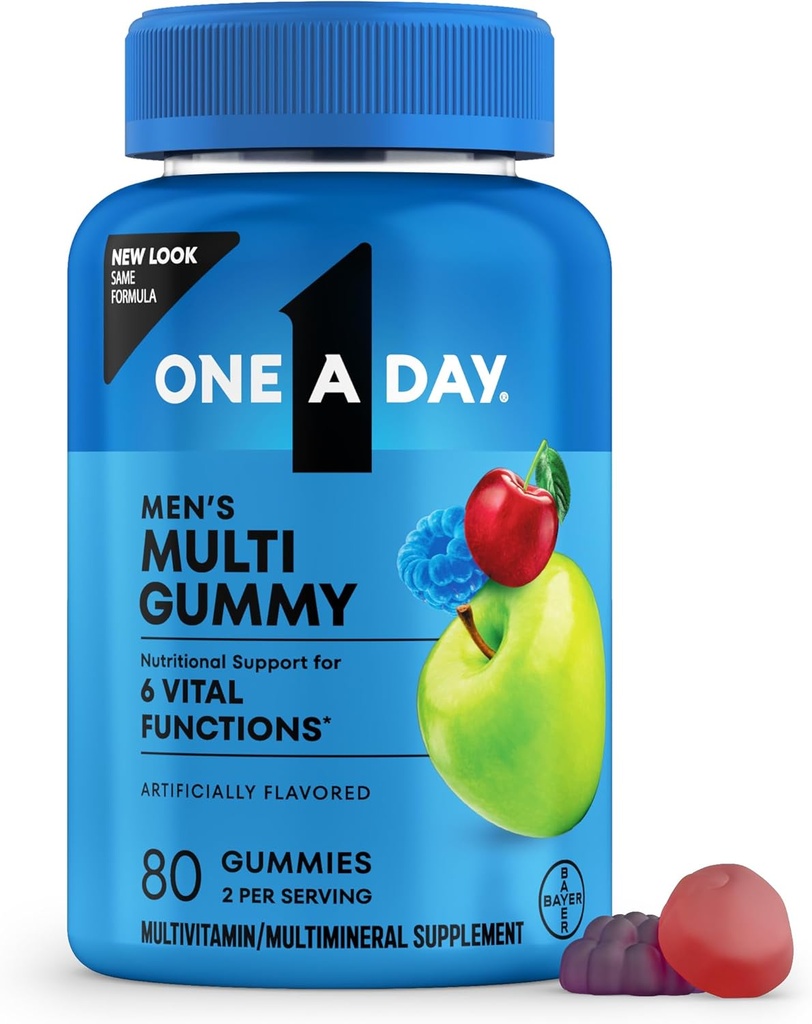 Bir Gün Mens Multivitamins Gummies – Vitamin D, çinko, Folic Asit, Chewable Vitamin Gummies, Physical Energy Support 80