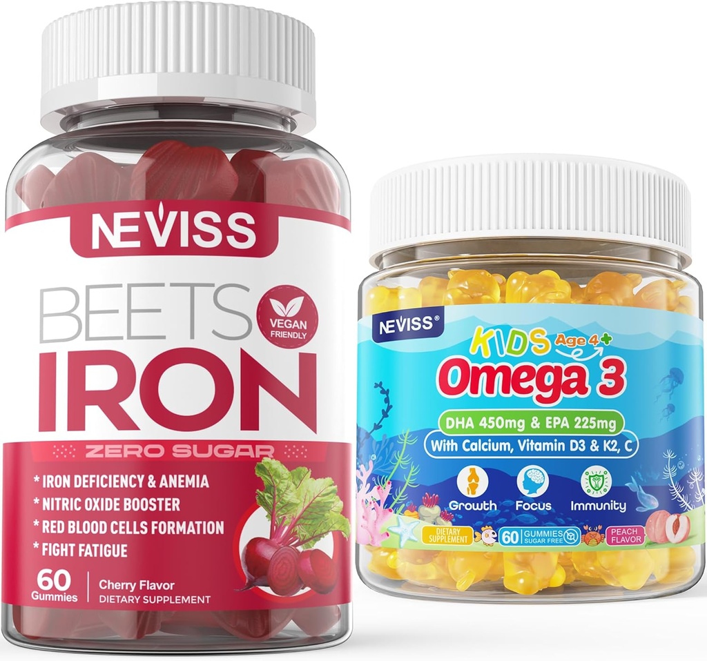 Iron Gummies 2 Pack + Παιδιά Omega 3 Gummies 2 Pack