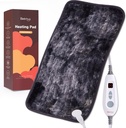 Bearhug Electric Θέρμανση Pad 12''x24'' Double-Sided Faux Fur Heated Pad, 6 Heat Levels, 2H Auto-off, Moist & Dry Heat Therapy for Back Pain Relief, Machine Washable, ETL Certified - Gift Box