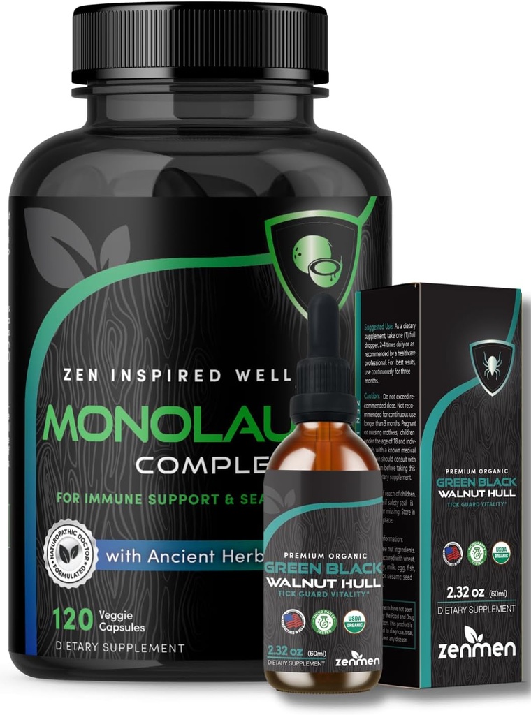 Zenmen Immune Support Sche: Green Black Walnut ve Monolaurin Capsules