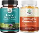 Bundle of Liver Cleanse Detox & Repair - Silymarin Milk Thistle with Dandelion Root Choline Beetroot Artichoke Extract and Turmeric Curcumin Gummies with Black Pepper Curcumin Powder for Joint Support