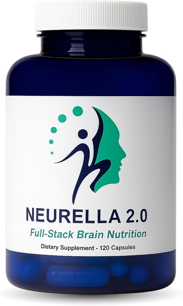 Neurella 2.0 Nootropic Brain Supplement – Ενηλίκων Γνωστική Υγεία & Νευροπάθεια Υποστήριξη, Συμπληρώματα Εγκεφάλου για Μνήμη και Εστίαση με Συμπλήρωμα NAC, Ashwagandha & B12 Βιταμίνες για Γυναίκες & Άνδρες, 120 Κάψουλες