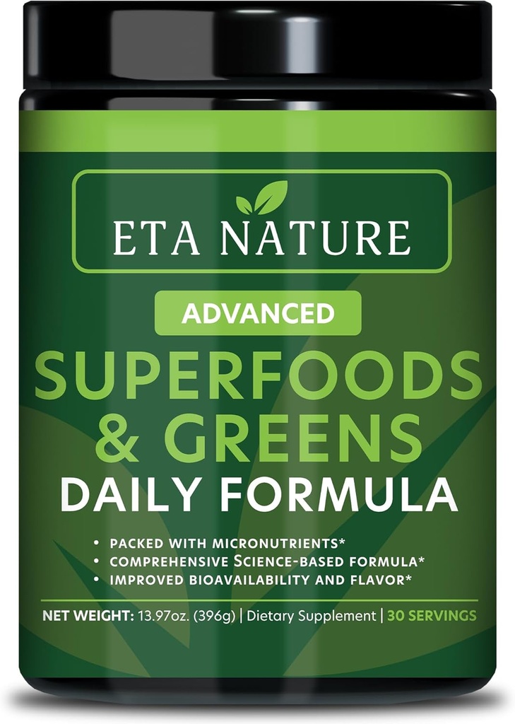 50 Super Greens Toz - Yeşiller Meyveler ve Sebzeler Supplements - Supergreens Green Toz Enerji, Digestion, Vitality & Immunity - 30 Alan ve Non-GMOMO