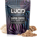 Lucid Superfood Organic Mushroom Coffee with Nootropics - Lion's Mane, Tremella, Cordyceps & Turkey Tail - Instant Mushroom Coffee Focus Brain Health - Alfa GPC, L-Theanine, Ginko Biloba - ABD Made