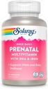SOLARAY DHA & Iron ile Günlük Prenatal Multivitamin, Prenatal Vitaminler ve Mineraller Bekleyen Anneler için, Easy Morning Herbal Mix & Whole Food Base, Lab TY, 90 Hizmet, 90 VegCaps