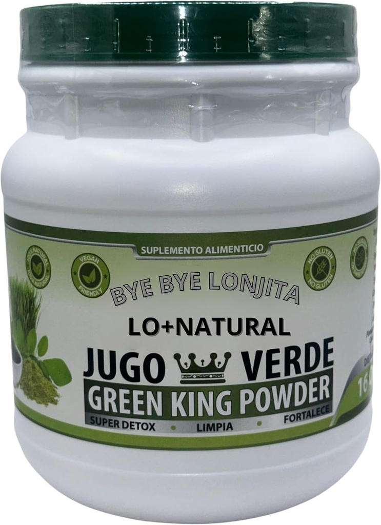 JUGO Verde (Green King Toz) Super Detox 16 oz Diyetsel Tamam% 100 Doğal, Vegan, Gluten, şeker yok Bye Bye LONJITA Green Tea, Moringa, Spinach ve More Fiber