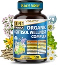 VEGATOT Organik Cortisol Wellness Kompleksi 15in-1 Formula Magnezyum with Ashwagandha St. John's Wort Valerian Rhodiola Rosea Passion Chamomile