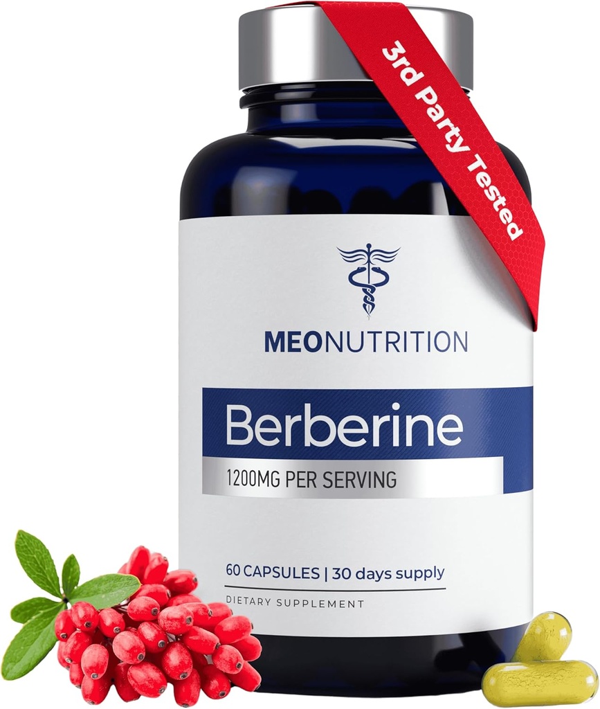 Berberine Supplement 1200 mg HCI - 60 Capsules, 3. Parti Lab Test Edildi, Non-GMO, GMP Onaylandı - Metabolic Health & General Wellness