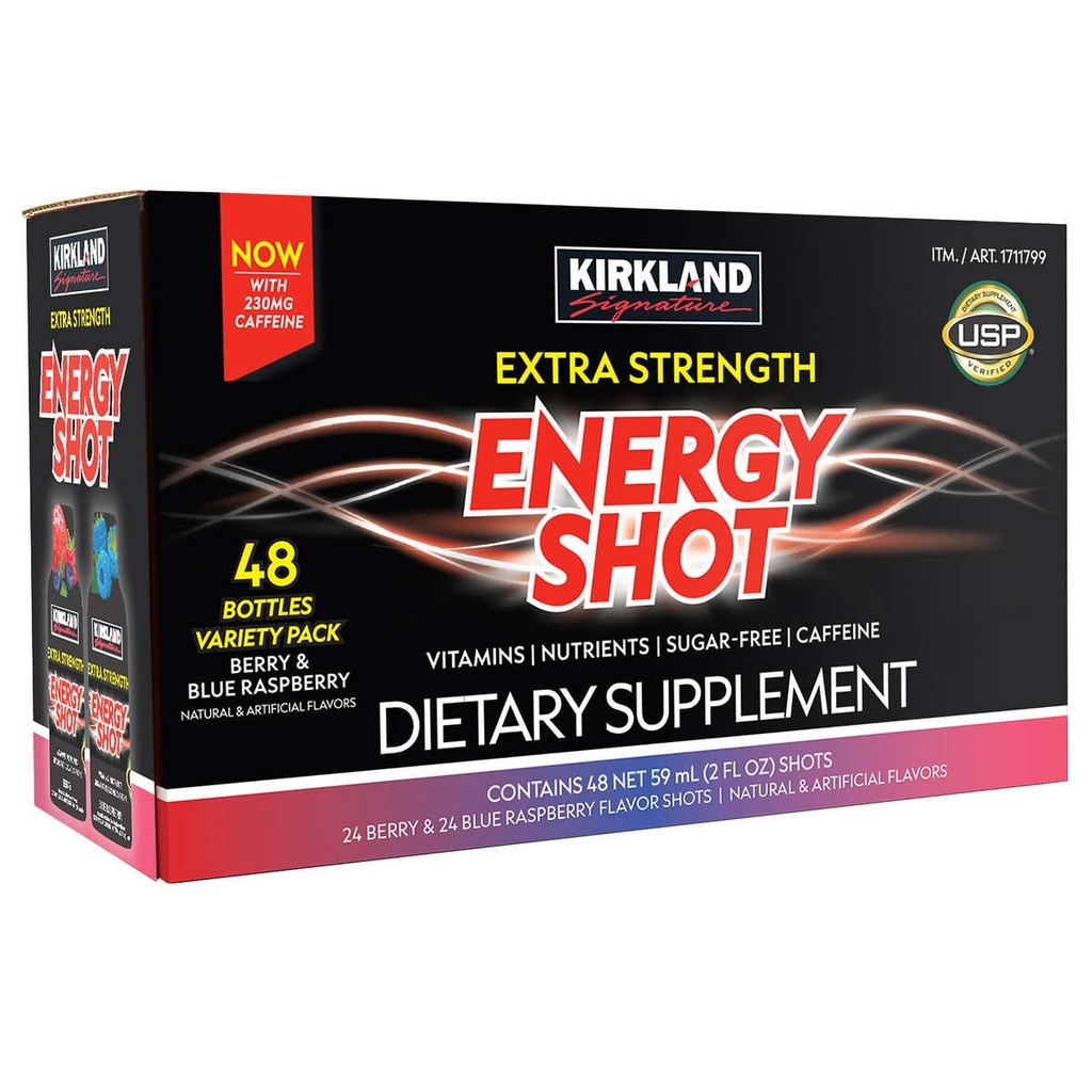 Kirkland Ekstra Güçlü Enerji Shot, Diyet Supplement: 48 Şişes 2 Fl Oz