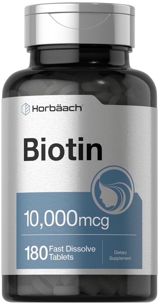 Horbäach Biotin 1000006 | 180 Hızlı Dissolve Tabletler | Kadınlar ve Erkekler için | Güzellik Tamam | Vejetary, Non-GMO, Gluten Free