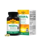 Country Life Vegan D3 5000 IU – Plant-Derived Vitamin D3 from Lichen – Certified Vegan, Gluten-Free, Non-GMO – Clean, Simple Formula – 60 Softgels