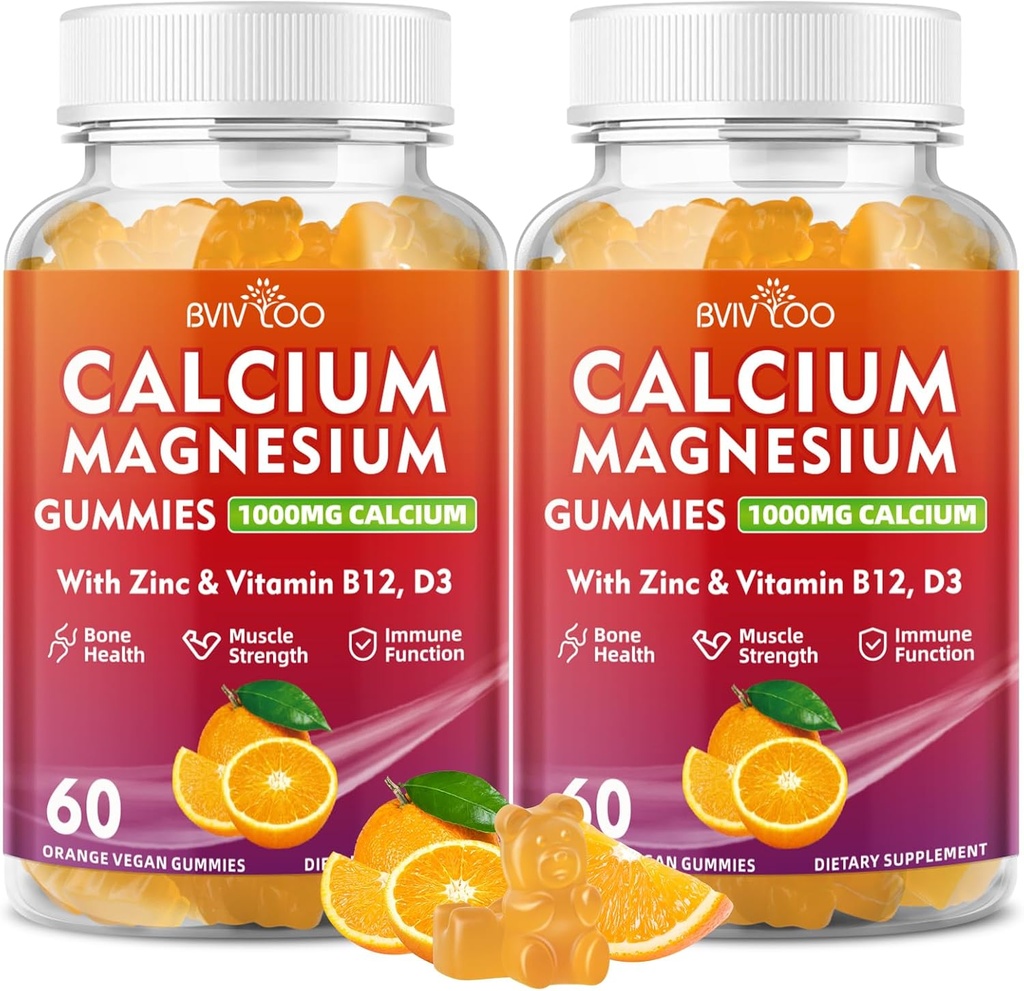 2 Packuba Gummies 1000 mg ile D3 K2 & B Kompleksi, Potasyum, Magnezyum Çinko Kemik, Kas, Mood ve Immunity - Orange Flavor 120 Gummies