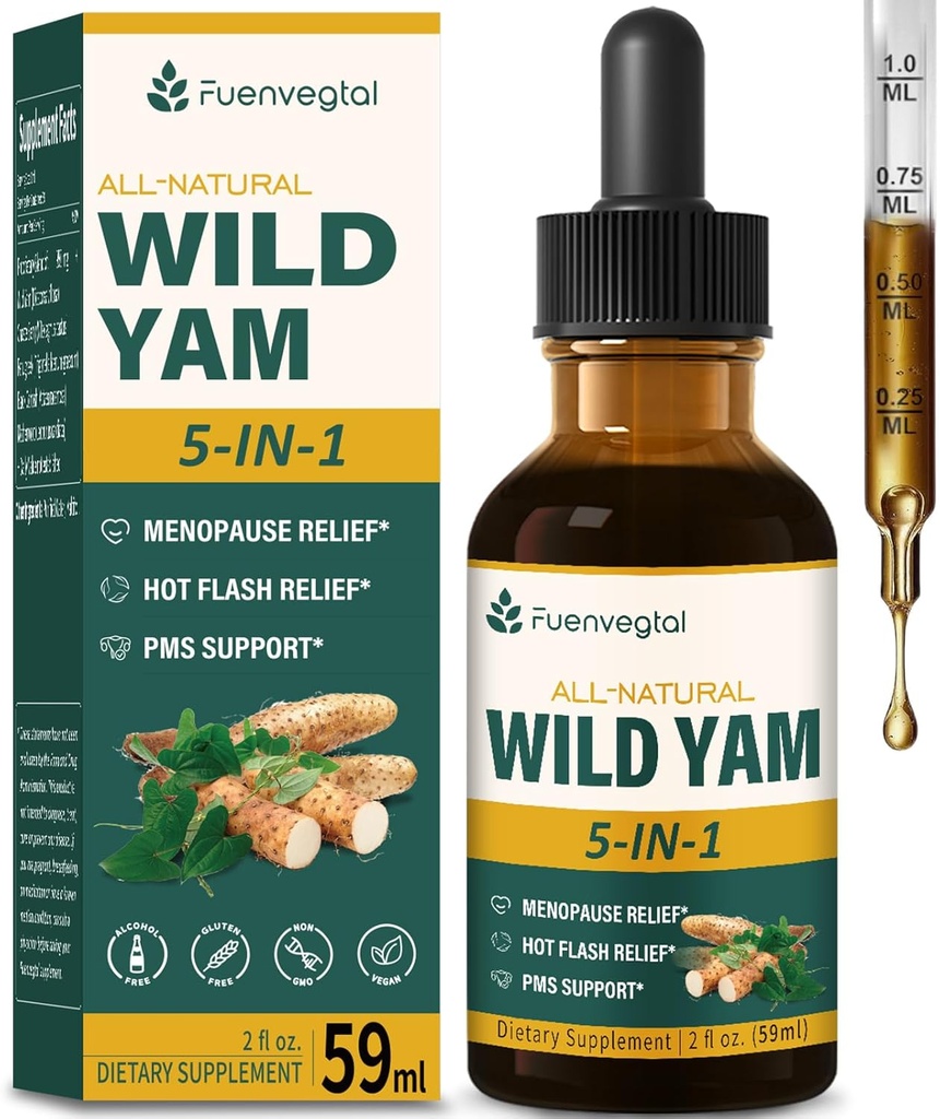 Wild Yam Root Extract Drops, Women's Supplement with Fenugreek & Mother, Menopause Relief & PMS Support için Herb'i kınadı. Fenogreco y Ñame Salvaje para la Menopausia. 2oz