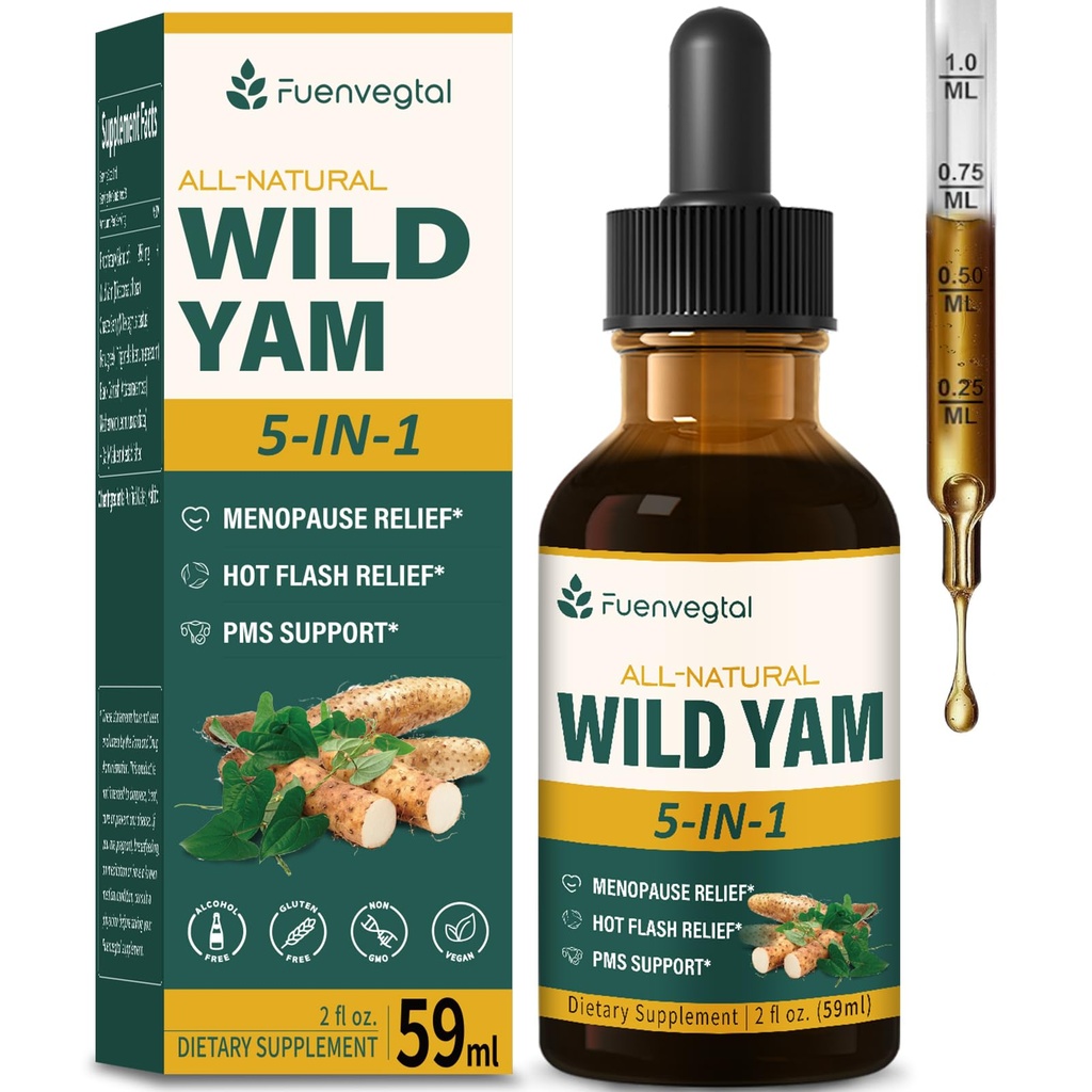 Wild Yam Root Extract Drops, Women's Supplement with Fenugreek & Mother, Menopause Relief & PMS Support için Herb'i kınadı. Fenogreco y Ñame Salvaje para la Menopausia. 2oz