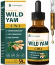 Σταγόνες από Wild Yam Root Extract, Γυναικείο συμπλήρωμα με Fenugreek & Motherwort Herb για την εμμηνόπαυση Relief & PMS Support. Fenogreco y 
