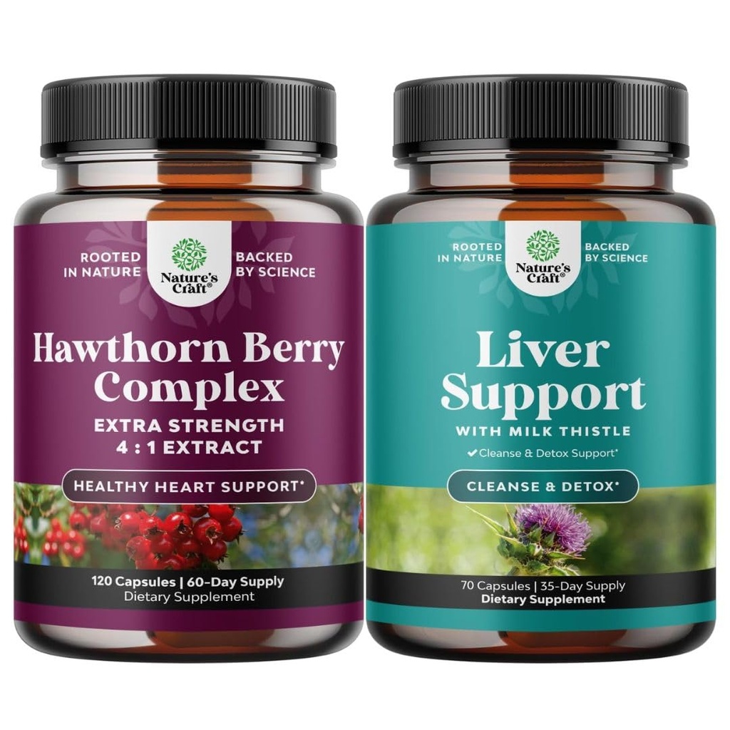 Natures Craft Sche of Extra Strength Hawthorn Capsules - Heart Health Supplement and Liver Cleanse Detox & Tamir Formula - Herbal Liver Support Supplement