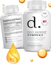 Immune Defense Supplements D3 K2 2000IU for Heart Health, Daily Immune Support, mental Clarity, & Muscle Function - 100 Chewable Tabletler