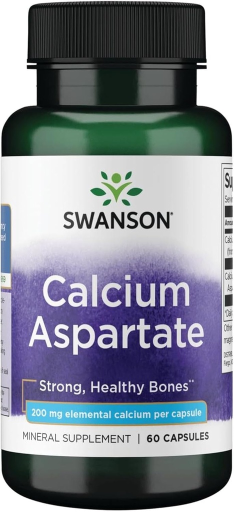 Swanson Food Aspartate - Herbal Supplement Kemik, Kalp ve Kas Sağlığı - Doğal Formula Total Body Wellness - (60 Capsules-200 mg each)