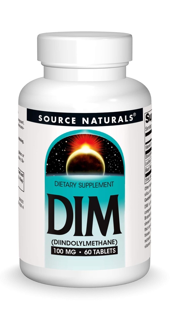 Source Naturals DIM, Diindolylmethane 100mg με BioPerine, Βιταμίνη Ε & Περισσότερα - 60 δισκία
