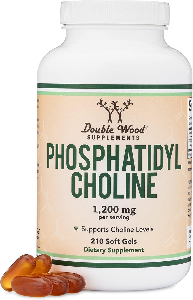 Phosphatidylcholine 1.200 mg – 210 Softgels – Sunflower ve Soy Lecithin (Choline Supplements) - Non-GMO ve Gluten Free to Support Brain Health by Double Wood