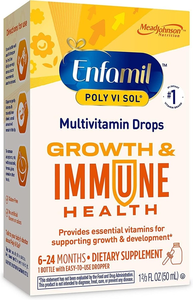 Enfamil Poly-Vi-Sol Πολυβιταμινούχο συμπλήρωμα σταγόνες - 1,66 oz, συσκευασία των 3