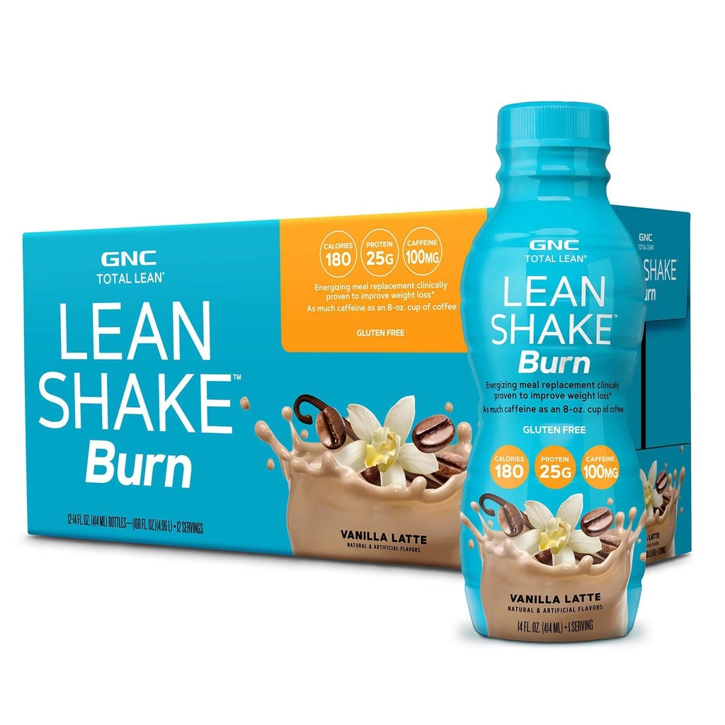 GNC Lean Shake Burn With Caffeine, Klinik olarak Proven Kilo Yönetimi, Ial Yenilemeye Hazır, Sıfır Eklenmiş Şeker, Vanilla Latte, 12 Paket