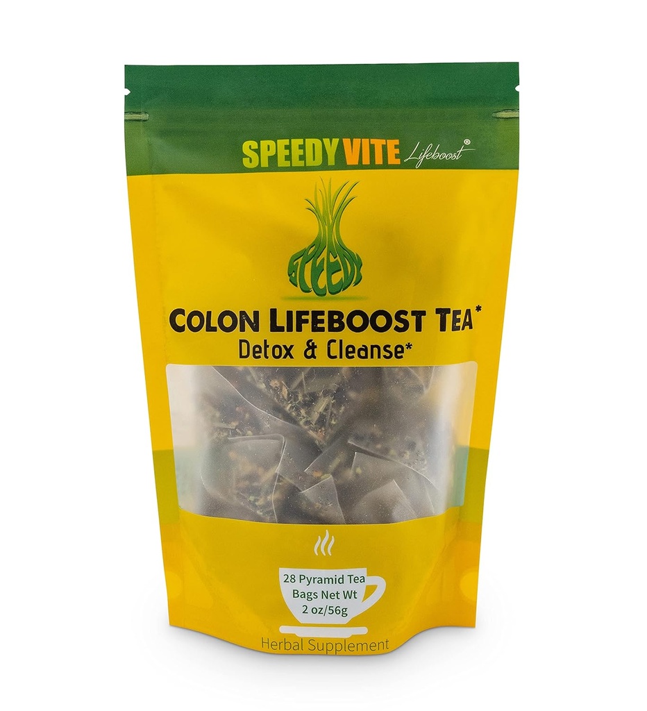 SpeedyVite Colon LifeBoost Tea Detox ve Cleanse - Organik Pu'er Tea with Ginger, Lemongrass - For Emerg Colon Health and Function