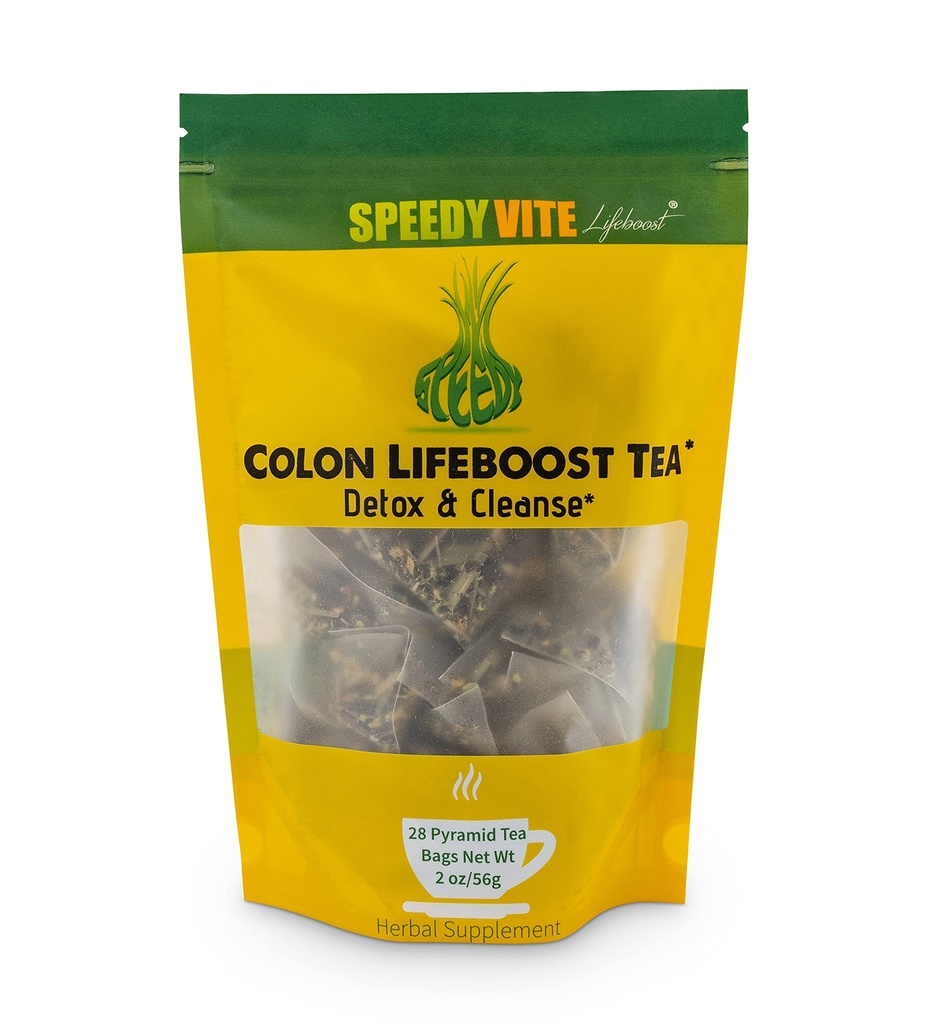 SpeedyVite Colon LifeBoost Tea Detox ve Cleanse - Organik Pu'er Tea with Ginger, Lemongrass - For Emerg Colon Health and Function