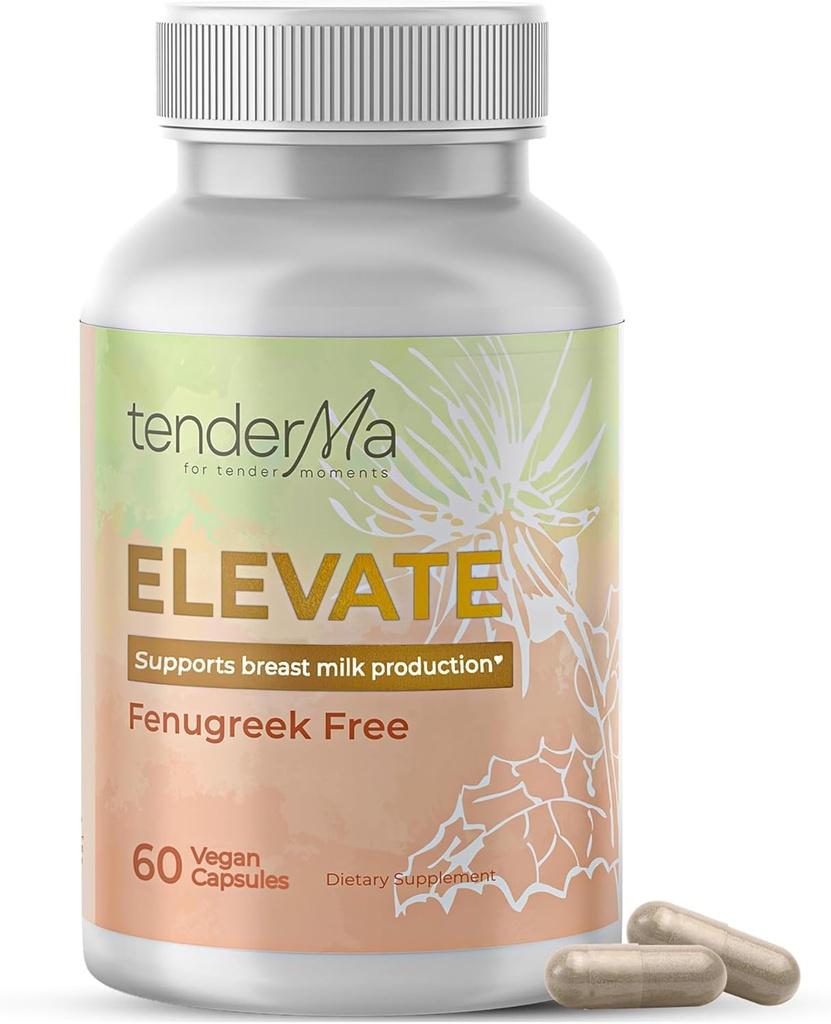 Elevate – Fenugreek-Free Lactation Supplement with Organic Goat's Rue, Lion's Mane, Butle & Brewer's Yeast – Vegan, Non-GMO Herbal Emzirme Desteği – 60 Capsules