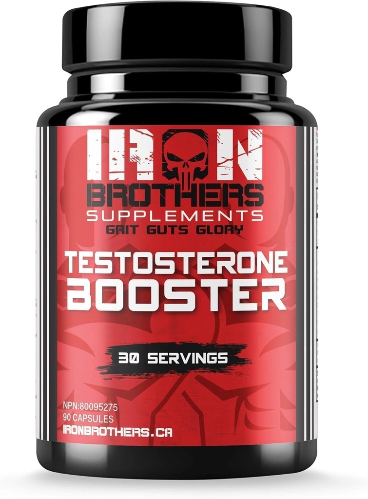 Iron Brothers Supplements Testosterone Booster for Men, 90 Capsules | Testosterone Supplements for Men to Enhance Muscle Growth | Estrogen Blocker | Promotes Fat Loss & Increase Performance - 30 Days