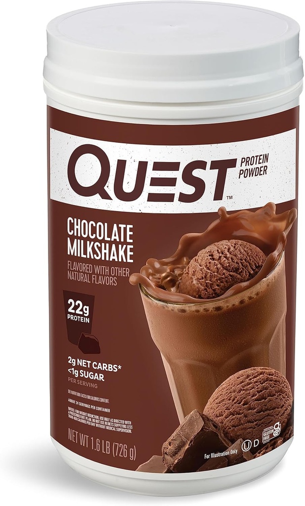Quest Διατροφική σοκολάτα Milkshake πρωτεΐνη σκόνη, 22g πρωτεΐνη, 2g καθαρό υδατάνθρακες, 1g ζάχαρη, χαμηλή υδατάνθρακες, χωρίς γλουτένη, 1.6 λίρα, 24 εξυπηρετούν