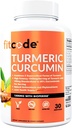 Fitcode Turmeric Curcumin με 95% Κουρκουμινοειδή, Υψηλότερη Ικανότητα, Μη ΓΤΟ, Χωρίς Γλουτένη, 1500mg Ultra-Pure Turmeric Curcumin με BioPerine για Ενισχυμένη Απορρόφηση, 30 κάψουλες Serving Veggie