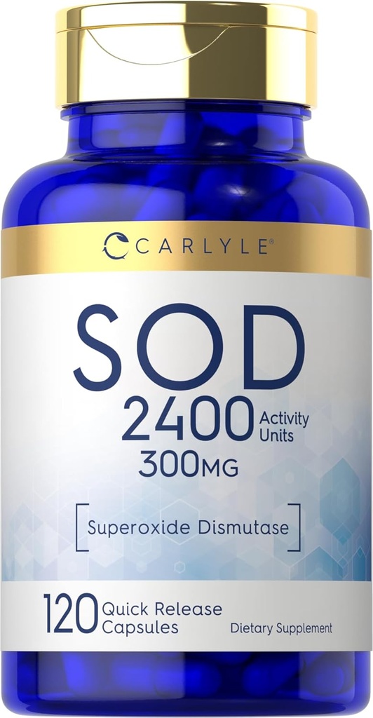 Carlyle S.O.D. Supplement Capsules | 300 mg | 120 Kont | Superoksi Dismutase | Non-GMO ve Gluten Free