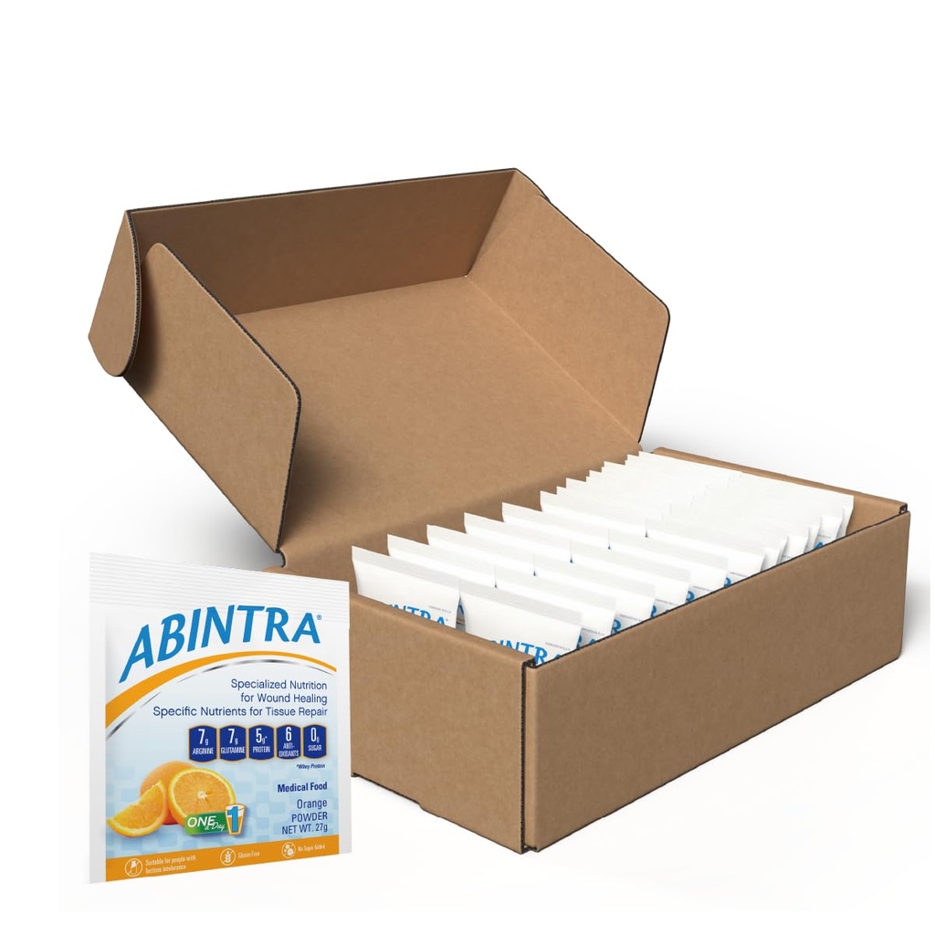 ABINTRA Özelleştirilmiş Yaralar Beslenme Supplement, L-Arginine, L-Glutamine, Whey Protein, Vitaminler ve Mineraller, Orange Flavor, ABD'de Yapılan 30 Paket