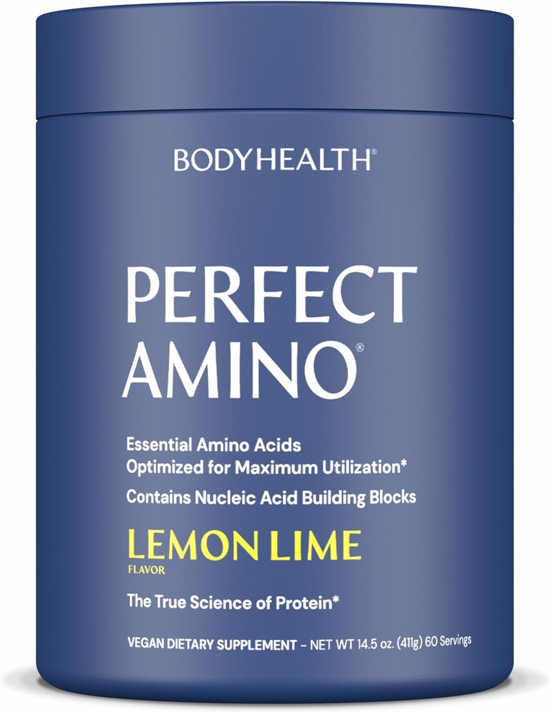 BodyHealth PerfectAmino Powder - BCAA και EAA Powder για προ και μετά την προπόνηση - Amino Acid Energy Drink for Men and Women to Support Lean Muscle and Recovery - Λεμόνι Lime - 60 Services
