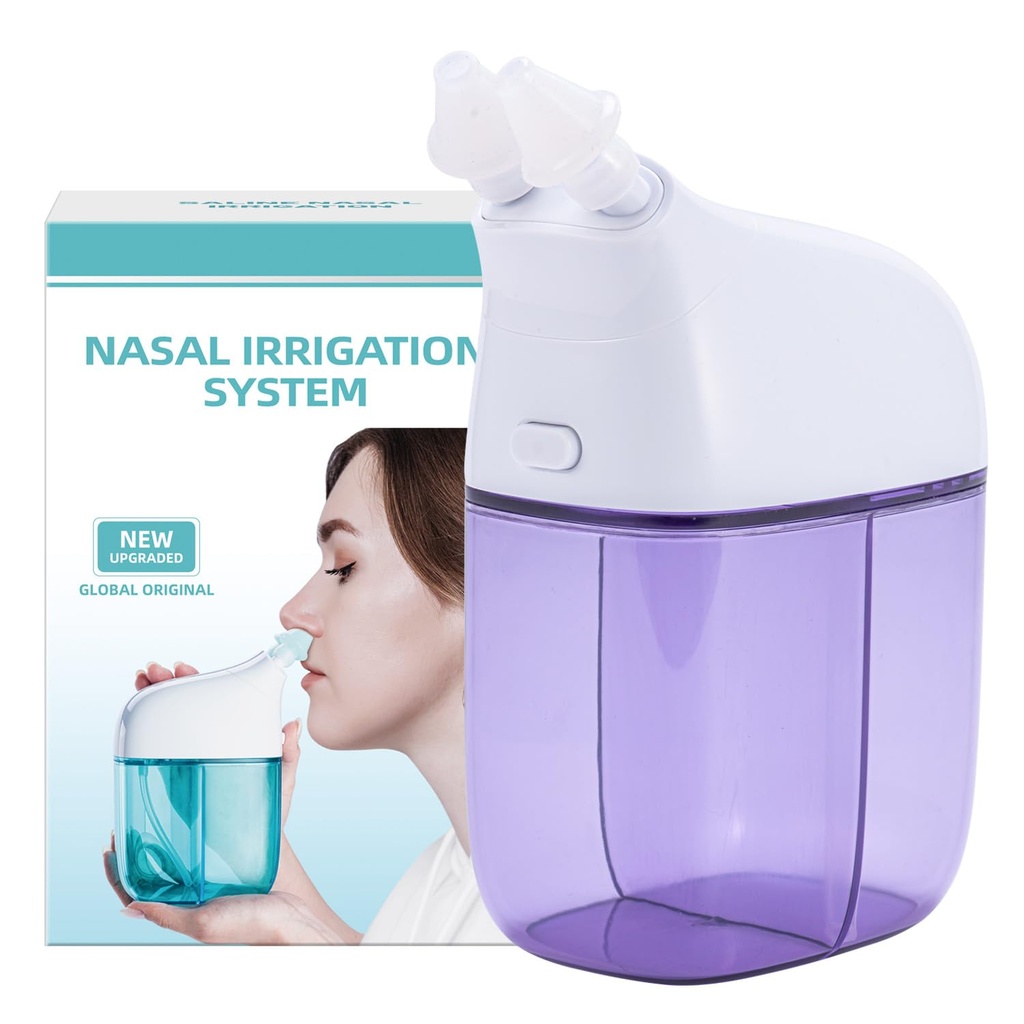 Nasal Irrigation System, Nasal Rinse Machine, Sinus Rinse Machine, Sinus Support Machine with Salt Water Tank & Waste Collection Tank - Sinus,Sinus Yetişkin,Allergy rahatlaması için daha temiz değil - Purple