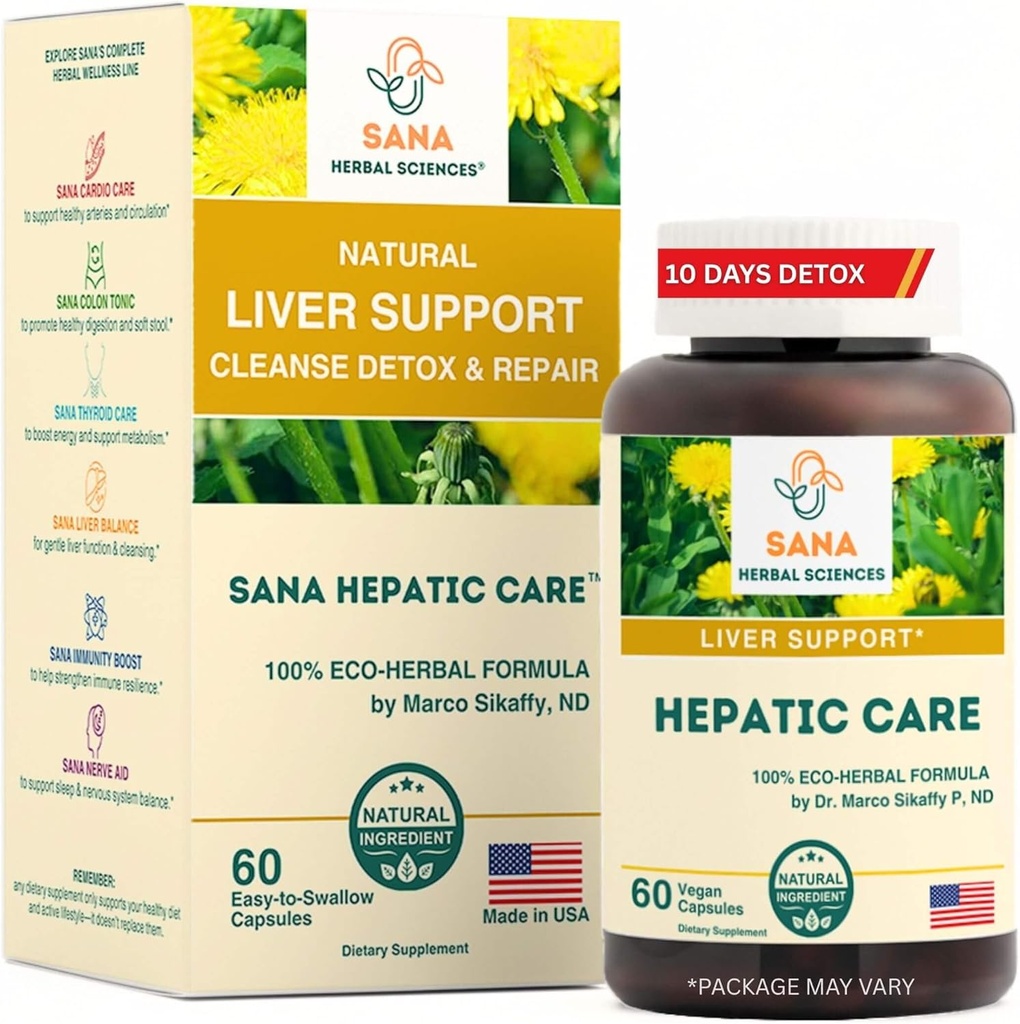 Aktif Liver Cleanse & Detox – 1800mg Herbal Formula Organik Süt Butle, Turmeric & Dandelion Root – Destekler Fatty Liver Tamir & Daily Liver Health – Sana Herbal Formula
